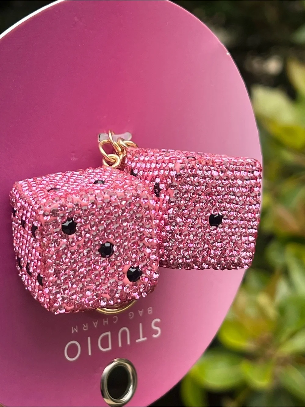 PINK BLING DICE Bag Charm Keychain